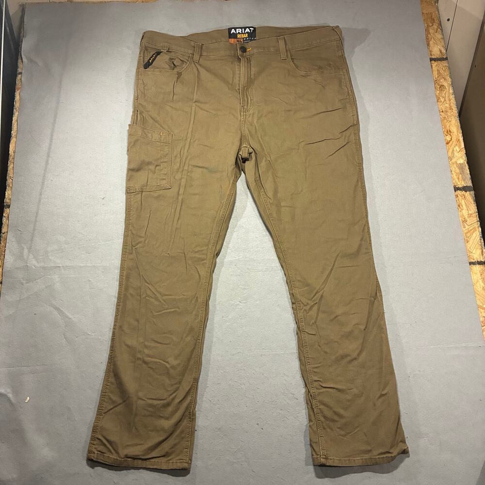 ARIAT Rebar M4 Low Rise Straight Pants Mens 42x32 Tan Stretch Workwear